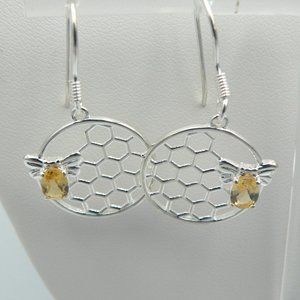 Genuine Brazilian Citrine Honeycomb Earrings